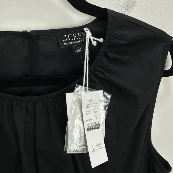 J.Crew Hyacinth Top Cotton Poplin Smocked Cinched Waist Classic Black Small NWT - Picture 5 of 9